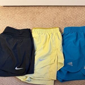 Nike and Adidas Womens Running Shorts Set - Black, Yellow, Blue